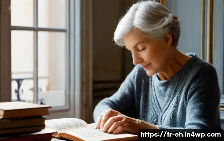 신경가소성과 뇌 건강 - **Image Prompt 1: Lifelong Learning and Neuroplasticity**
A serene and focused elderly French wo...